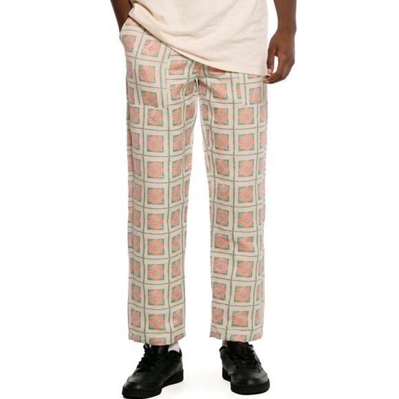 Pleasures Slippy Easy Pant Tapestry Floral Jaquard Pull On Drawstring In Cream L - Picture 2 of 16